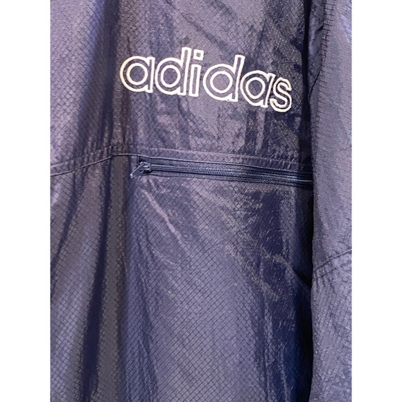 Vintage Adidas Mens Medium Navy Blue Ripstop Hooded Windbreaker Jacket 90s - Picture 4 of 14